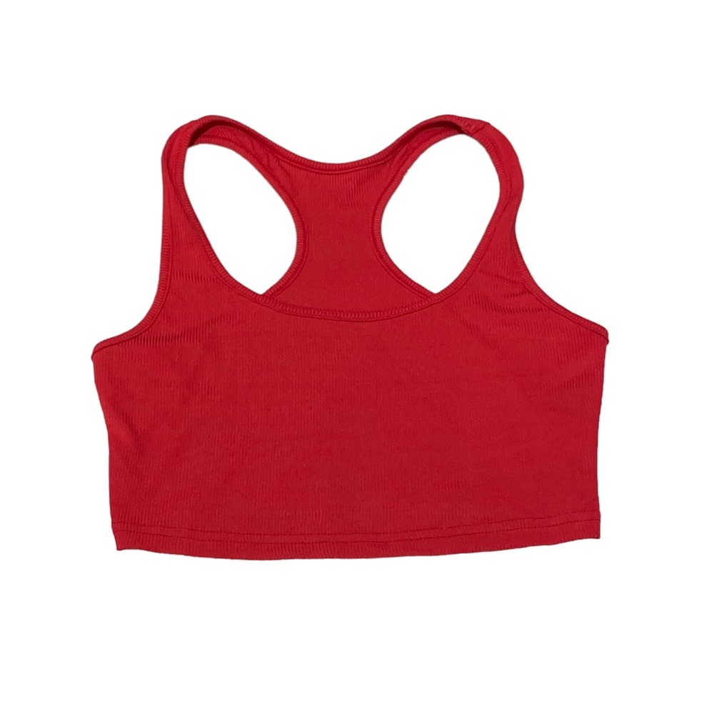 Shein Red Ribbed Crop Top XS
